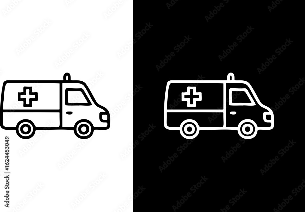 Ambulance emergency medical service vehicle outline icon vector illustration Ambulance emergency medical service vehicle outline icon vector illustration
