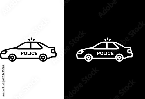 Police car vector icon emergency vehicle law enforcement patrol car graphic