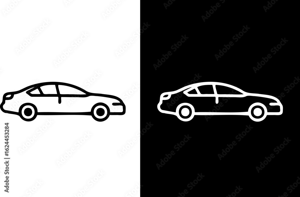 Fototapeta premium Black and white car illustration vector image vehicle automobile design art