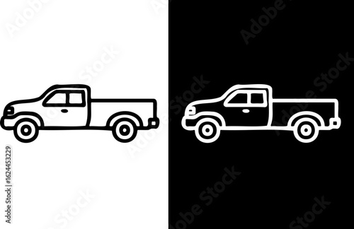 Truck pickup outline drawing vector image for transportation and car design