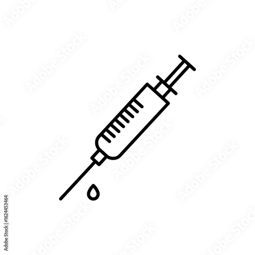 black syringe with drop of liquid clip art preview
