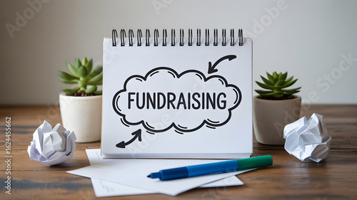 Successful fundraising strategy brainstorming with creative ideas and planning tools