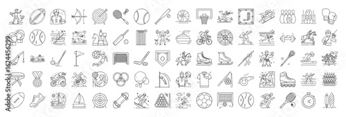Diverse collection of sports icons representing different athletic activities