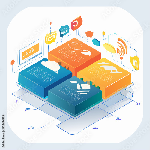 Transformable infographic vector layout featuring editable nodes, resizable paths, and fluid color schemes with intuitive modular design.