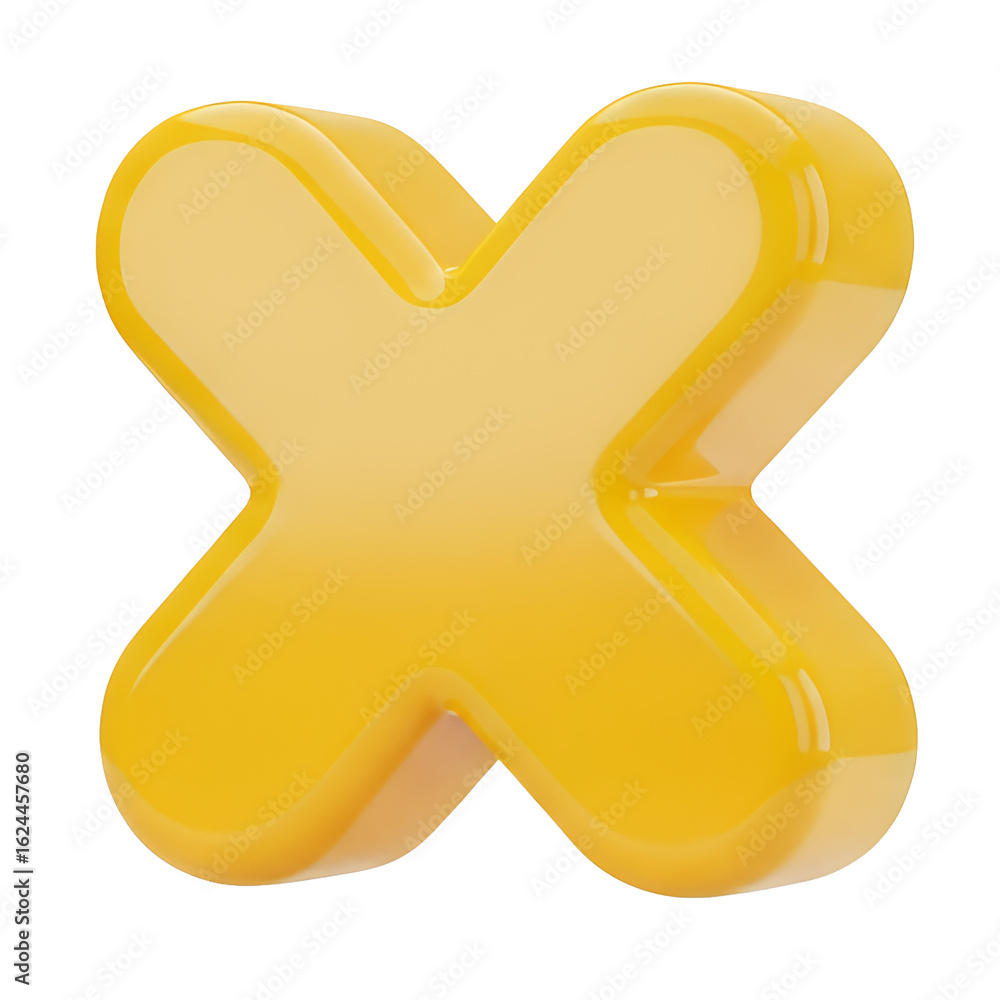 Obraz premium Bold yellow cross mark, ideal for highlighting errors or negative feedback