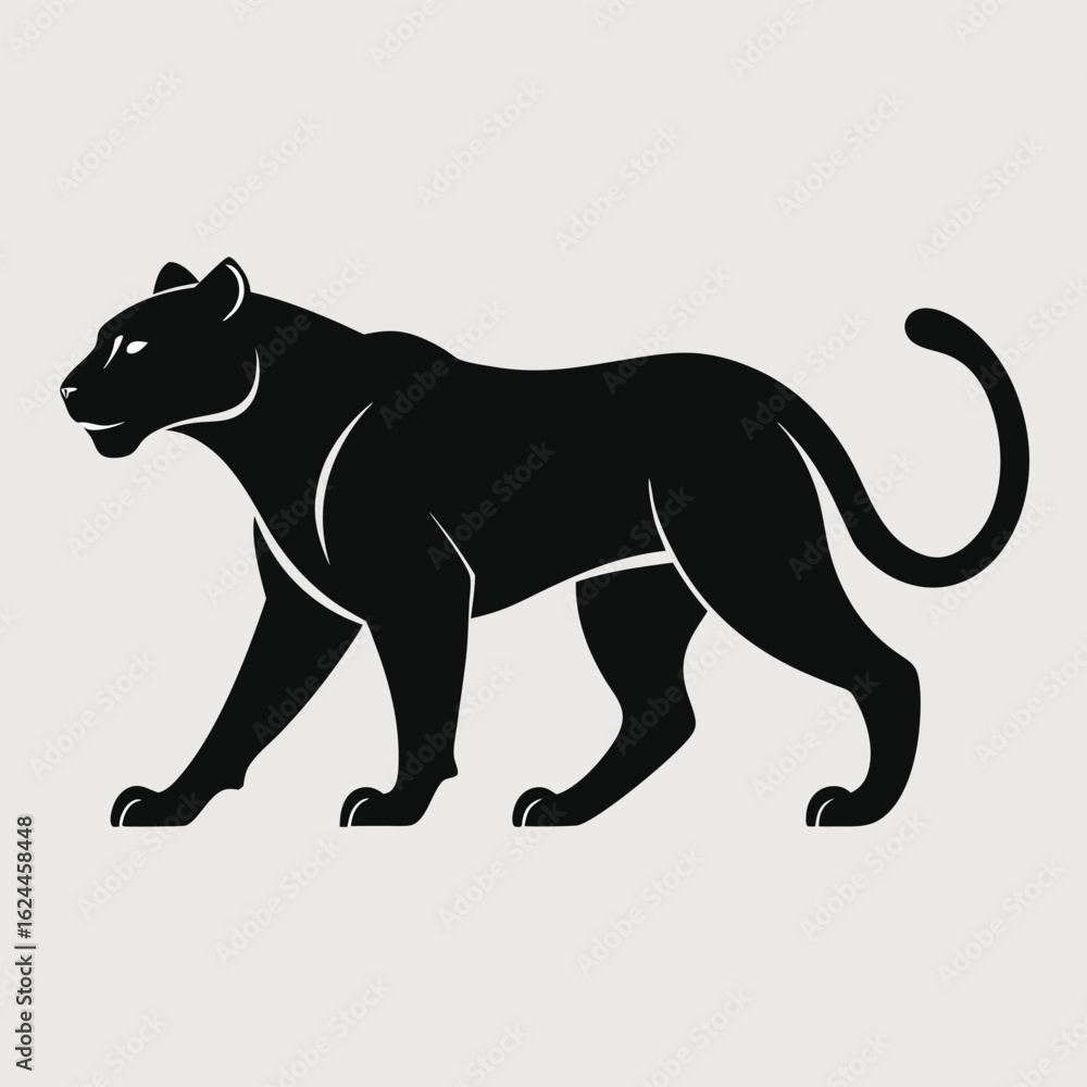 Fototapeta premium Black panther and leopard vector silhouette illustration for wild animal nature symbol art