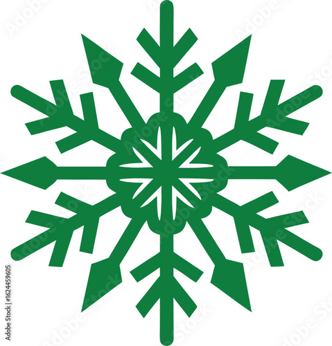 green snowflake on transparent background.