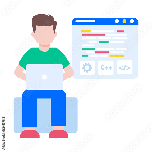 A flat style illustration showing module installing