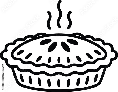 Fresh Apple Pie Line Art – Hot Baked Dessert Outline Vector for Bakery, Food Packaging, and Kitchen Design
