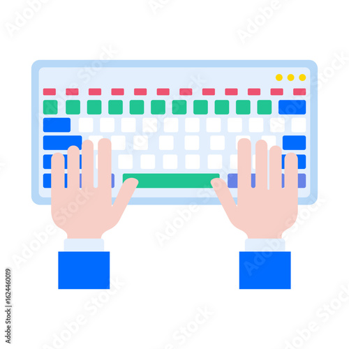 A flat style illustration showing keyboard typing