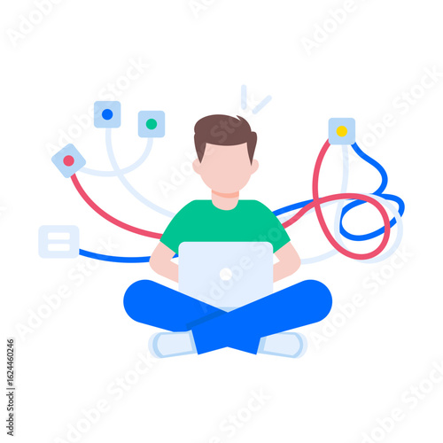 A flat style illustration showing messed up