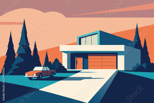 home with car parked in driveway   (1).eps