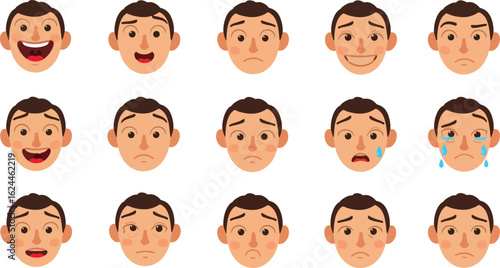 Cartoon faces with different emotions