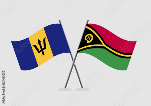 Barbados and Vanuatu vector flags image for global unity message