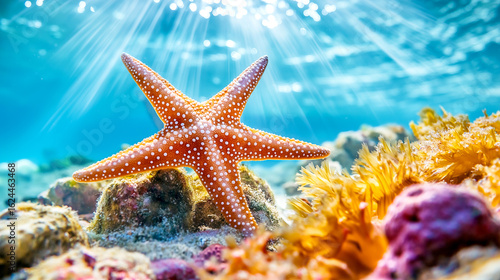 Wallpaper Mural Starfish in the summer sea background with coral reef sea life concept Torontodigital.ca