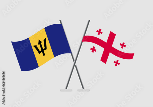 Barbados and Georgia vector flags with equal proportion vector style