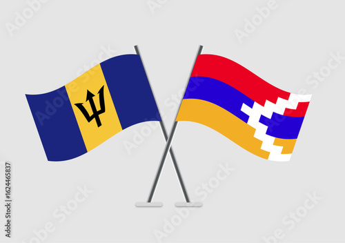 Barbados and Nagorno-Karabakh Republic vector flags image ideal for posters or prints