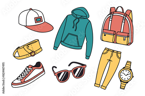 Casual wear: A curated collection of essential everyday wear items is elegantly displayed, perfectly suited for casual use.