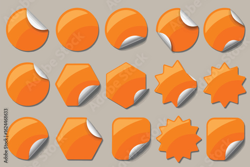 Collection of various orange peeling stickers with silver backing