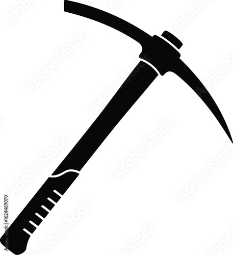 Vector art of a black and white vector illustration of a pickaxe tool commonly used for mining and construction work