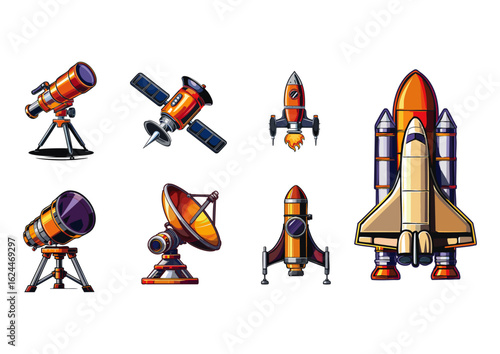 rocket and satellite