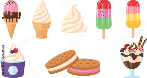 Collection of colorful ice cream treats