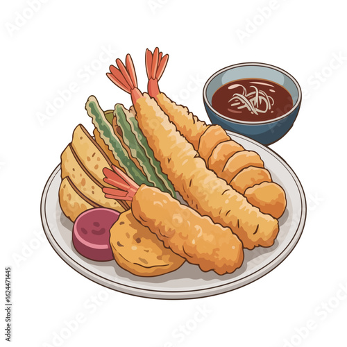 Tempura drawing style vector illustration