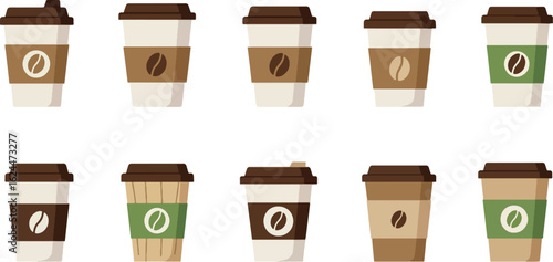 Collection of disposable coffee cups
