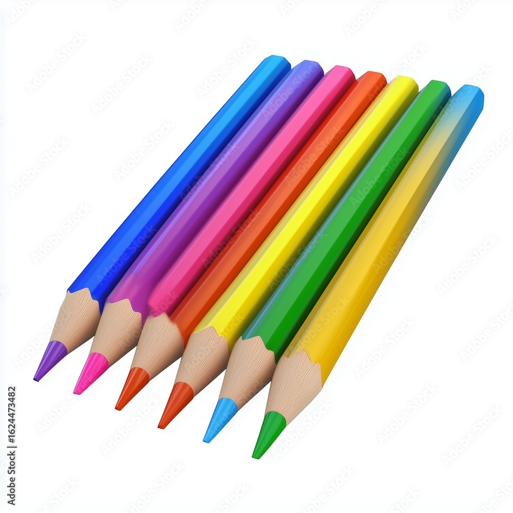 Fototapeta premium Coloring pencil colorful for drawing kids play, isolated white
