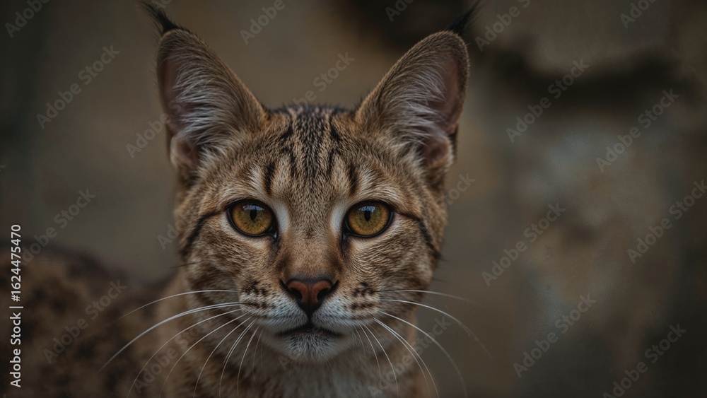 Close range photo of a serval species in a controlled habitat Close range photo of a serval species in a controlled habitat