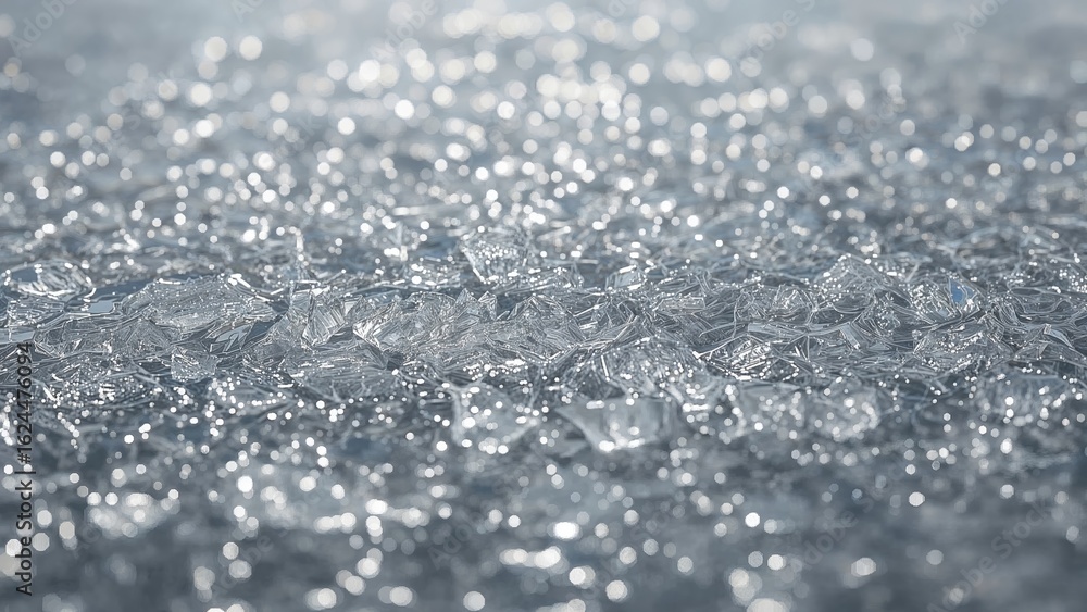 Obraz premium A detailed shot of glistening clear ice sparkling on a frozen lakeside, perfect for backgrounds