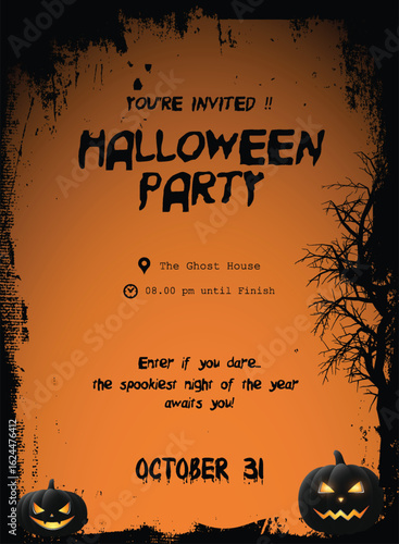 Spooky Night Bash - Gothic Halloween Party Invitation Card
