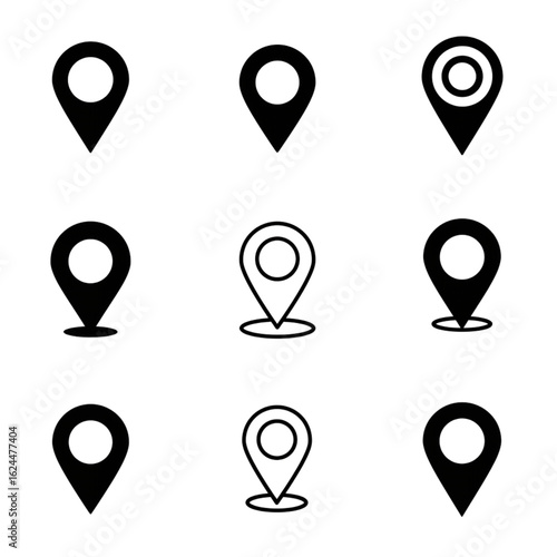 Map pointer icons for navigation or travel, location markers for business or personal use, simple design Free Download Map pointer icons for navigation or travel, location markers for business or personal use, simple design - GFXLoad