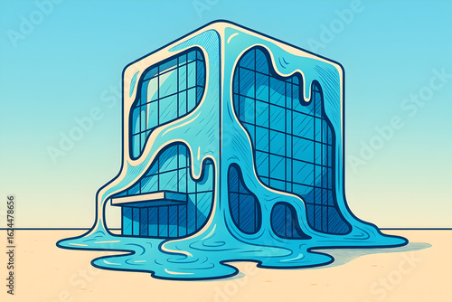 Cool melting glass building in hot weather
