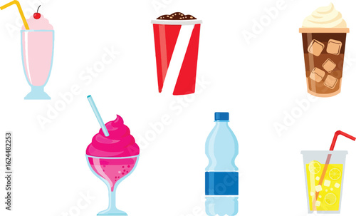 Colorful beverage collection illustration