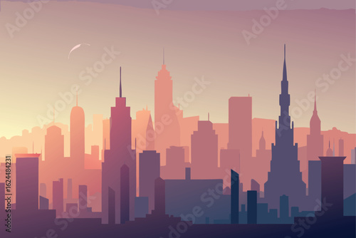 morning haze skyline view in soft tones  .eps