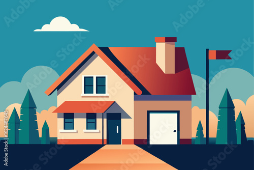 newly sold house with real estate sign  .eps