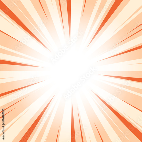 Rumba Orange Abstract Glowing Sunburst Background. Red Color Glow Effect Sunburst Background for Presentation, Banner, Poster, Flyer, Sales. Pop Art Poster for Summer and Spring Theme.