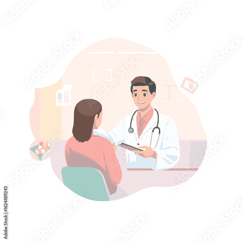 Flat Vector Illustration of a General Practitioner Doctor