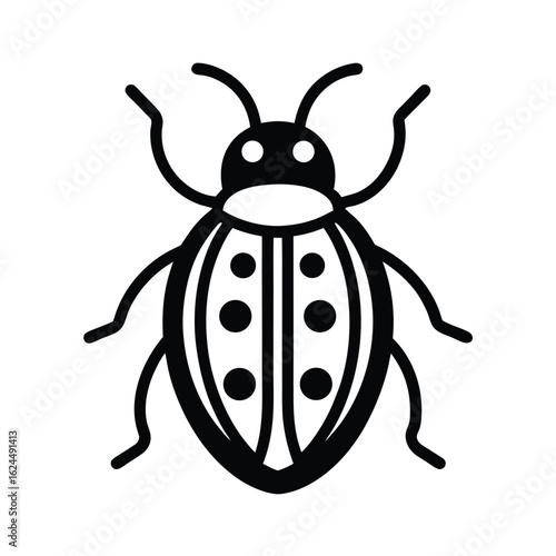 Ladybug Outline Vector Illustration