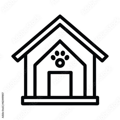 Pet House Outline Vector Illustration