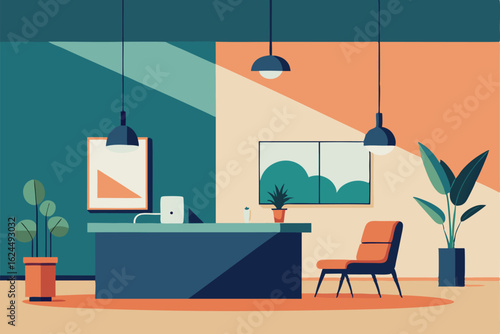 office reception area with designer furniture  ind.eps