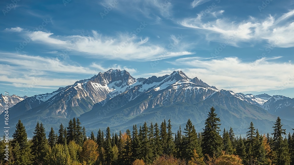 Fototapeta premium Mountain Chain of Aleutian Islands