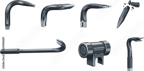 Different types of metal tools illustrations