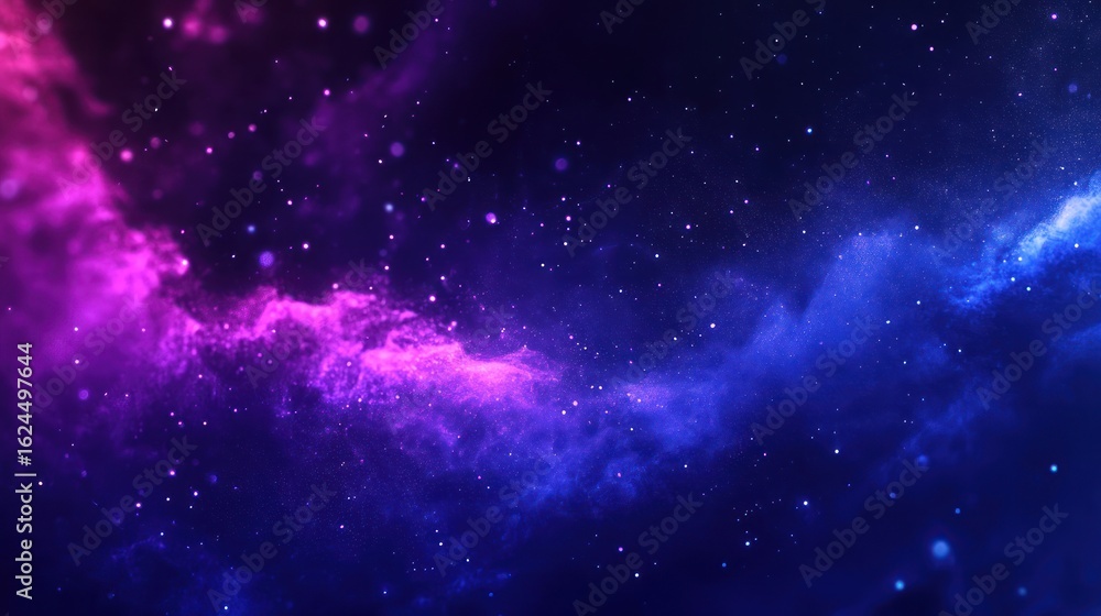 Naklejka premium Vivid Cosmic Galaxy with Pink and Blue Nebula Stars in Deep Space