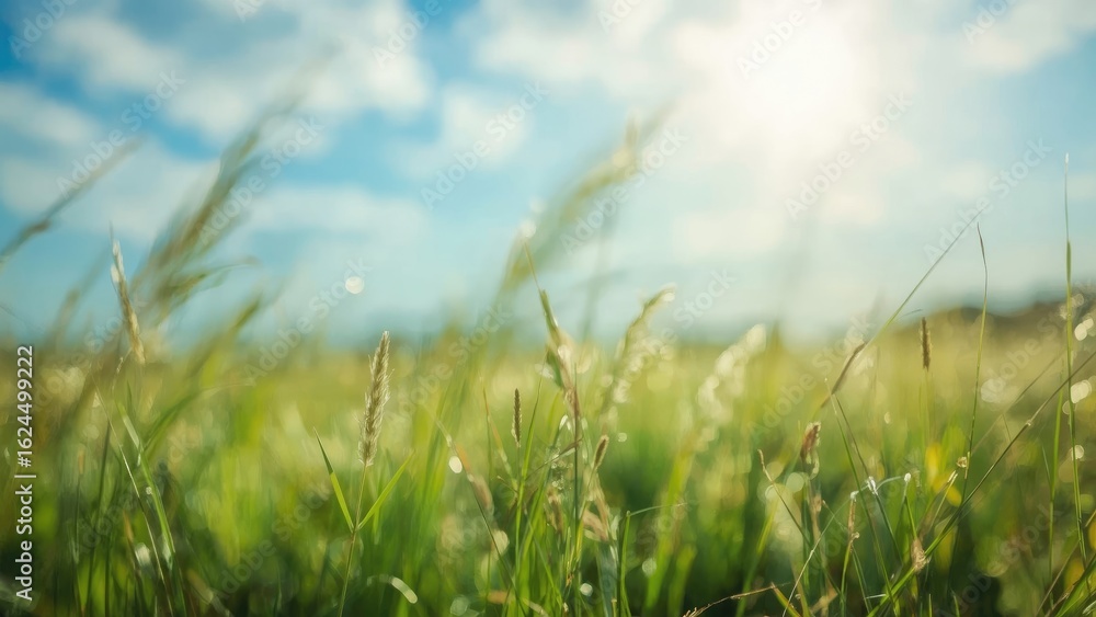 Obraz premium Blurred vibrant natural bokeh with green and blue hues