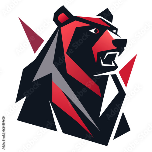 Abstract bear with geometric shadows and strong outlines for a motion-driven vector appearance