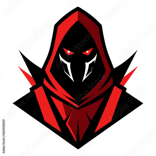 Dark Vector Assassin with Blood-Red Glow and Angular Composition
