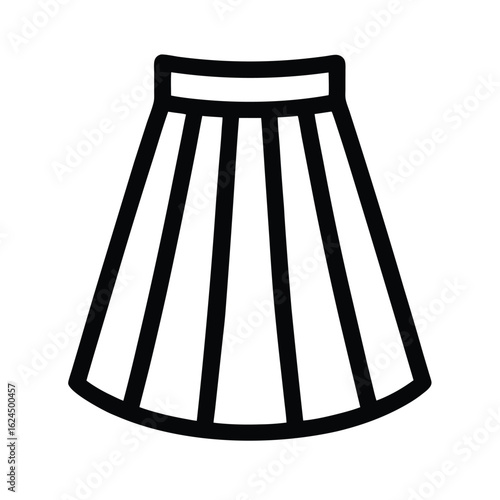 Skirt With Pleats Outline Vector Illustration
