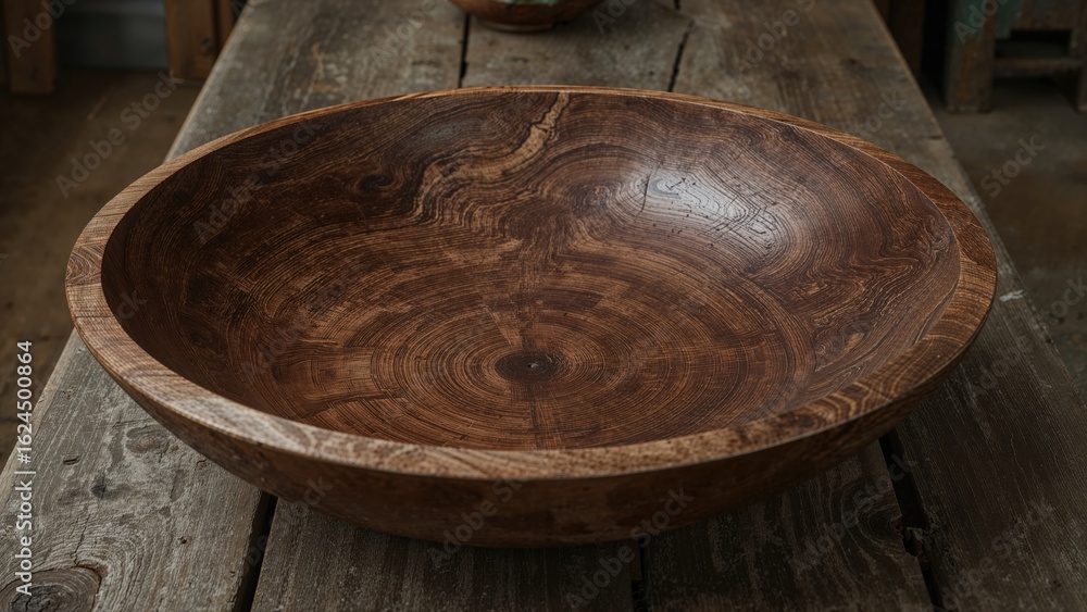 Fototapeta premium Handcrafted deep wooden bowl with large capacity